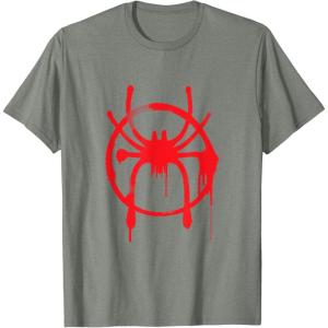 imageMarvel SpiderMan Into the SpiderVerse Red Icon TShirtOlive Heather