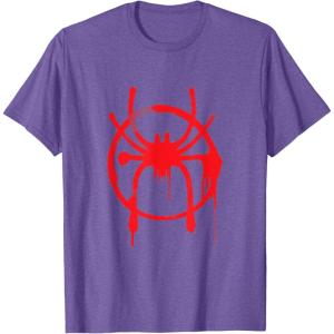 imageMarvel SpiderMan Into the SpiderVerse Red Icon TShirtPurple Heather