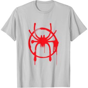 imageMarvel SpiderMan Into the SpiderVerse Red Icon TShirtSilver Grey