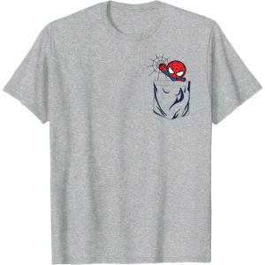 imageMarvel SpiderMan Left Chest Pocket TShirtHeather Grey