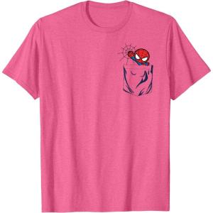 imageMarvel SpiderMan Left Chest Pocket TShirtPink Heather