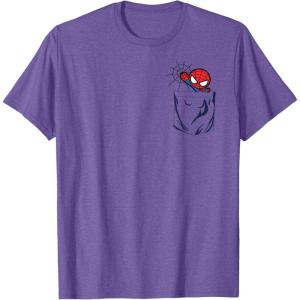 imageMarvel SpiderMan Left Chest Pocket TShirtPurple Heather