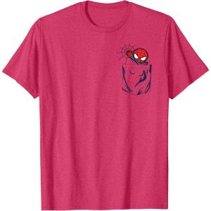 imageMarvel SpiderMan Left Chest Pocket TShirtRed Heather