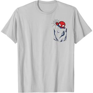 imageMarvel SpiderMan Left Chest Pocket TShirtSilver Grey