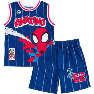 imageMarvel SpiderMan Miles Morales Hulk Mesh Jersey Tank Top Shirt and Basketball Shorts Toddler to Big Kid Sizes 2T  1820Blue  Amazing Spidey