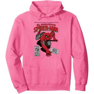 imageMarvel SpiderMan Retro Comic Pullover HoodieBright Pink