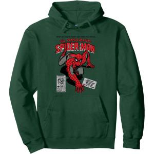imageMarvel SpiderMan Retro Comic Pullover HoodieDark Green