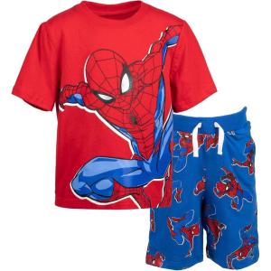 imageMarvel SpiderMan TShirt and French Terry Shorts Outfit Set Toddler to Big Kid Sizes 2T  1012Blue  Red