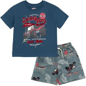 imageMarvel SpiderMan TShirt and French Terry Shorts Outfit Set Toddler to Big Kid Sizes 2T  1012Dark Gray