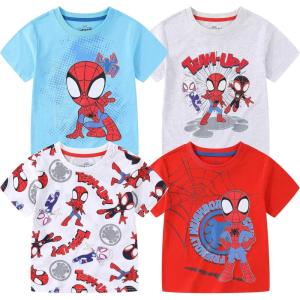 imageMarvel Spidey ampamp His Amazing Friends Boys 4 Pack TShirt for Toddler and Big KidsBlueGreyWhiteRed