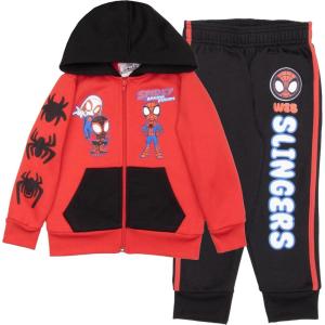 imageMarvel Spidey and His Amazing Friends Boys 2 Piece Fleece Set  Spiderman Zip Up Hoodie and Joggers 2Pack Bundle for KidsBlack  Red