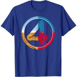 imageMarvel The Fantastic Four First Steps SuperPowered 4 Logo TShirtRoyal Blue