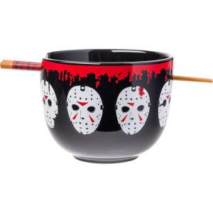 imageSilver Buffalo Marvel SpiderMan Japanese Manga Comic Panels Ceramic Ramen Noodle Rice Bowl with Chopsticks Microwave Safe 20 OuncesFriday the 13th