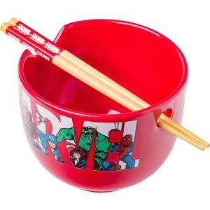imageSilver Buffalo Marvel SpiderMan Japanese Manga Comic Panels Ceramic Ramen Noodle Rice Bowl with Chopsticks Microwave Safe 20 OuncesMarvel Comics Retro Characters