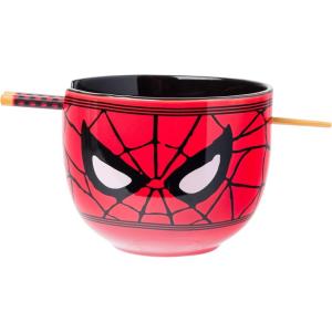 imageSilver Buffalo Marvel SpiderMan Japanese Manga Comic Panels Ceramic Ramen Noodle Rice Bowl with Chopsticks Microwave Safe 20 OuncesSpiderMan Face Closeup