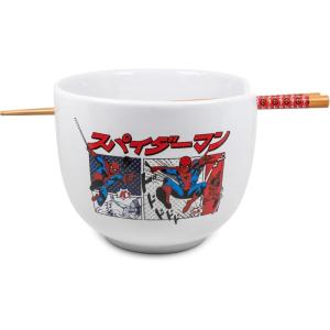 imageSilver Buffalo Marvel SpiderMan Japanese Manga Comic Panels Ceramic Ramen Noodle Rice Bowl with Chopsticks Microwave Safe 20 OuncesSpiderman Manga Panels