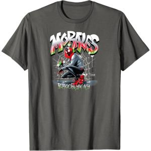 imageSpiderMan  Miles Morales Spray Paint TShirtAsphalt Grey