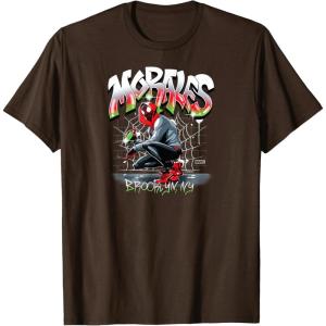 imageSpiderMan  Miles Morales Spray Paint TShirtBrown