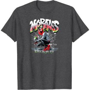 imageSpiderMan  Miles Morales Spray Paint TShirtDark Heather Grey