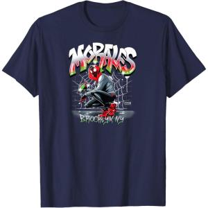 imageSpiderMan  Miles Morales Spray Paint TShirtNavy Blue