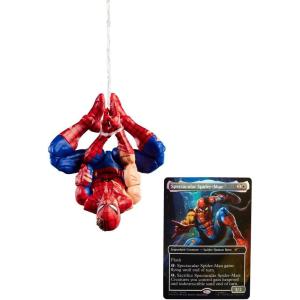 imageSpiderMan Marvel Legends Series Magic The Gathering BattleDamaged 6Inch Action Figure Toy ampamp Exclusive Foil Collectible Card Game Trading Card
