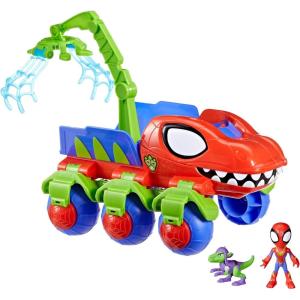 imageSpidey and his Amazing Friends Marvel DinoWebs Crawler Toy Car Playset SpiderMan ampamp Goblin Raptor 4Inch Action Figures Kids Ages 3 ampamp Up