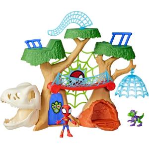 imageSpidey and his Amazing Friends Marvel DinoWebs Treehouse Playset SpiderMan ampamp Goblin Raptor 4InchScale Action Figure Set Ages 3 ampamp Up