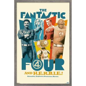 imageTrends International Marvel Fantastic Four First Steps 2025  F4 And HERBIE Wall Poster 34L x 224W Premium Unframed VersionBarnwood Framed Version
