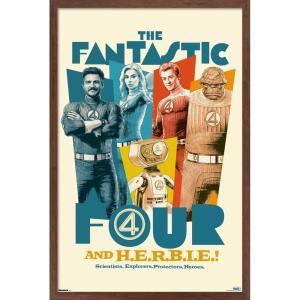imageTrends International Marvel Fantastic Four First Steps 2025  F4 And HERBIE Wall Poster 34L x 224W Premium Unframed VersionMahogany Framed Version
