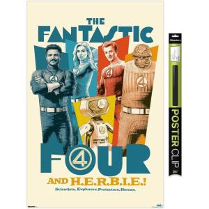 imageTrends International Marvel Fantastic Four First Steps 2025  F4 And HERBIE Wall Poster 34L x 224W Premium Unframed VersionPoster  Clip Bundle