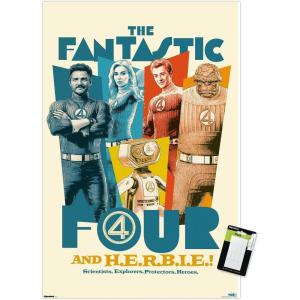 imageTrends International Marvel Fantastic Four First Steps 2025  F4 And HERBIE Wall Poster 34L x 224W Premium Unframed VersionPoster  Mount Bundle