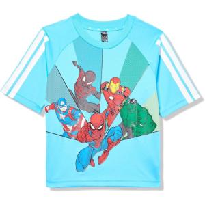 imageadidas Boys Marvel SpiderMan TShirtBright CyanWhiteMulticolor