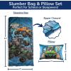 imageJay Franco Kids Slumber Bag and Pillow  54 x 27 Inch Comfy Indoor Sleeping Bag for School and Sleepovers 2 Piece Set Blue  SpidermanBlue  Monster Jam