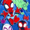 imageJay Franco Kids Slumber Bag and Pillow  54 x 27 Inch Comfy Indoor Sleeping Bag for School and Sleepovers 2 Piece Set Blue  SpidermanBlue  Spidey  His Amazing Friends