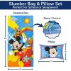 imageJay Franco Kids Slumber Bag and Pillow  54 x 27 Inch Comfy Indoor Sleeping Bag for School and Sleepovers 2 Piece Set Blue  SpidermanMulti  Mickey Mouse