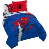 imageJay Franco Marvel Spiderman Webtastic 5 Piece Twin Size Bed Set  Includes Reversible Comforter ampamp Sheet Set  Super Soft Kids Bedding Fade Resistant Microfiber Official Marvel ProductBlue  Spiderman