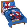 imageJay Franco Marvel Spiderman Webtastic 5 Piece Twin Size Bed Set  Includes Reversible Comforter ampamp Sheet Set  Super Soft Kids Bedding Fade Resistant Microfiber Official Marvel ProductBlue  Spidey  Friends