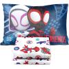 imageJay Franco Marvel Spiderman Webtastic 5 Piece Twin Size Bed Set  Includes Reversible Comforter ampamp Sheet Set  Super Soft Kids Bedding Fade Resistant Microfiber Official Marvel ProductBlue  Spidey  Friends