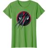 imageMarvel Studios Deadpool ampamp Wolverine Slashed Icon with Claws TShirtGrass Green