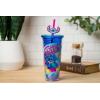 imageSilver Buffalo Marvel Avengers SpiderMan Plastic Cold Cup with Lid and Straw Topper 24 OuncesLilo and Stitch Cosmic Surfer