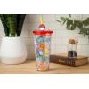 imageSilver Buffalo Marvel Avengers SpiderMan Plastic Cold Cup with Lid and Straw Topper 24 OuncesPokemon Faces