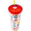 imageSilver Buffalo Marvel Avengers SpiderMan Plastic Cold Cup with Lid and Straw Topper 24 OuncesPokemon Faces