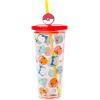 imageSilver Buffalo Marvel Avengers SpiderMan Plastic Cold Cup with Lid and Straw Topper 24 OuncesPokemon Faces
