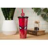 imageSilver Buffalo Marvel Avengers SpiderMan Plastic Cold Cup with Lid and Straw Topper 24 OuncesSpiderMan