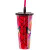 imageSilver Buffalo Marvel Avengers SpiderMan Plastic Cold Cup with Lid and Straw Topper 24 OuncesSpiderMan