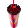 imageSilver Buffalo Marvel Avengers SpiderMan Plastic Cold Cup with Lid and Straw Topper 24 OuncesSpiderMan