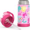 imageTHERMOS FUNTAINER Water Bottle with Straw  12 Ounce  Kids Stainless Steel Vacuum Insulated Water Bottle with Lid SpiderManBarbie