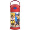 imageTHERMOS FUNTAINER Water Bottle with Straw  12 Ounce  Kids Stainless Steel Vacuum Insulated Water Bottle with Lid SpiderManPAW PATROL BOY