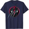imageMarvel Studios Deadpool ampamp Wolverine Slashed Icon with Claws TShirtNavy Blue