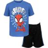 imageMarvel TShirt and Mesh Shorts Outfit Set Toddler to Big Kid Sizes 2T  1416BlueBlack